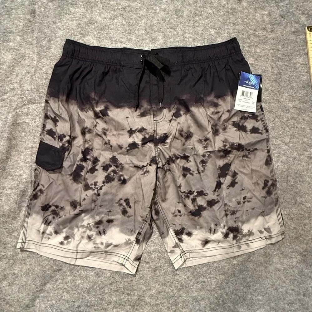 Kanu Surf Vibration Men Swim Trunks XXL‎ Black Grey Tie Dye Board Shorts NWT